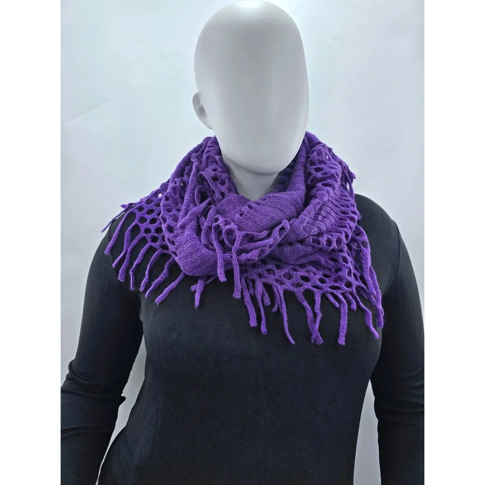 Purple Y2K Scarves Resort Whimsy Goth Cottage Fairy Fringe Infinity Scarf OS